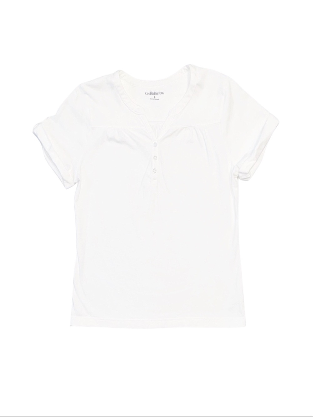 CROFT & BARROW Women's White Short Sleeve Top